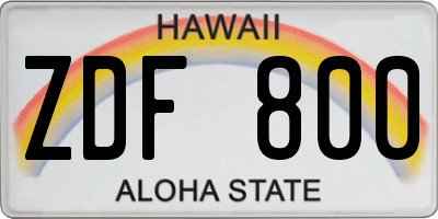HI license plate ZDF800