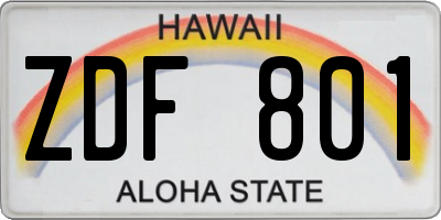 HI license plate ZDF801