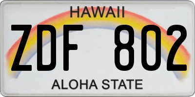 HI license plate ZDF802