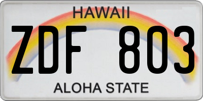 HI license plate ZDF803