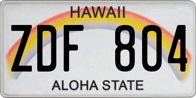 HI license plate ZDF804