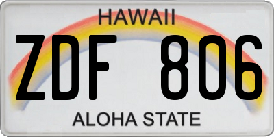 HI license plate ZDF806