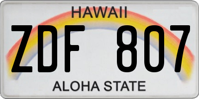 HI license plate ZDF807