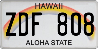 HI license plate ZDF808