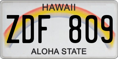 HI license plate ZDF809