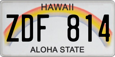 HI license plate ZDF814