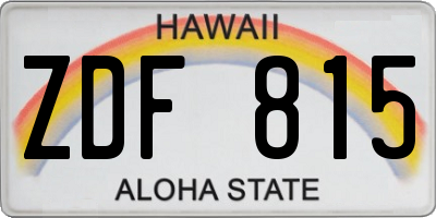 HI license plate ZDF815