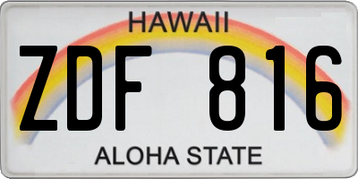 HI license plate ZDF816