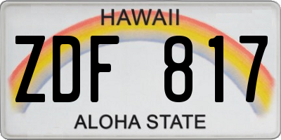 HI license plate ZDF817
