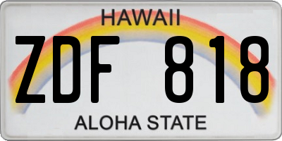 HI license plate ZDF818