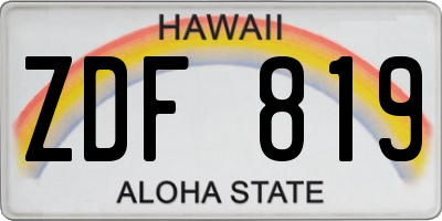 HI license plate ZDF819