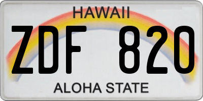 HI license plate ZDF820