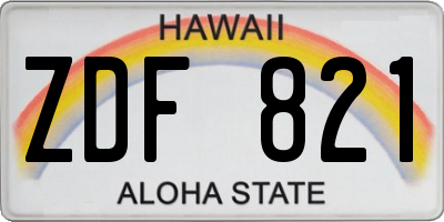 HI license plate ZDF821