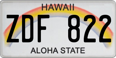 HI license plate ZDF822