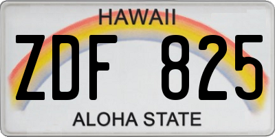 HI license plate ZDF825