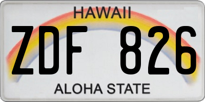 HI license plate ZDF826