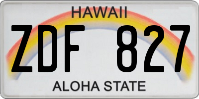 HI license plate ZDF827