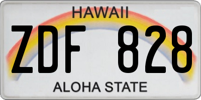 HI license plate ZDF828