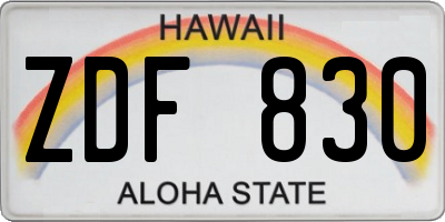 HI license plate ZDF830