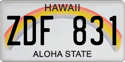 HI license plate ZDF831