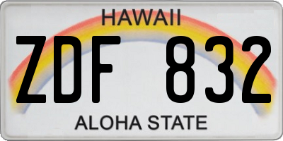 HI license plate ZDF832