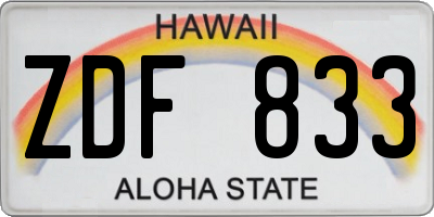 HI license plate ZDF833