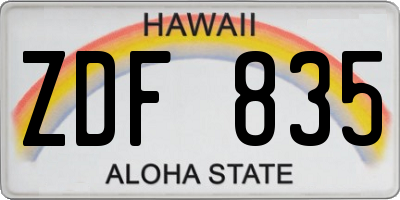 HI license plate ZDF835