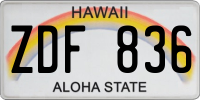 HI license plate ZDF836