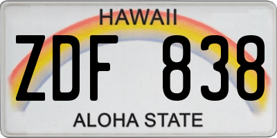 HI license plate ZDF838