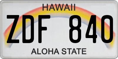 HI license plate ZDF840