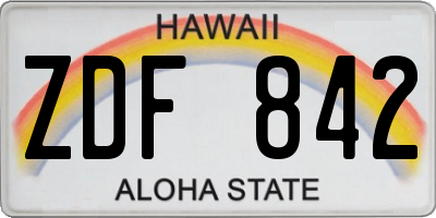 HI license plate ZDF842