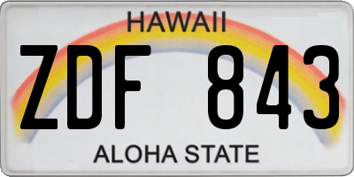 HI license plate ZDF843