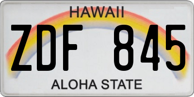 HI license plate ZDF845
