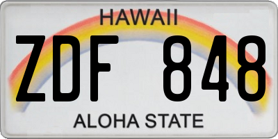 HI license plate ZDF848