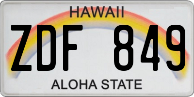 HI license plate ZDF849