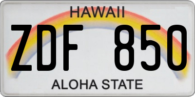 HI license plate ZDF850