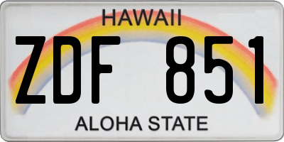 HI license plate ZDF851