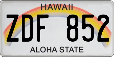 HI license plate ZDF852