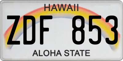 HI license plate ZDF853
