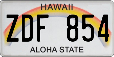 HI license plate ZDF854