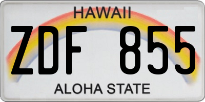 HI license plate ZDF855