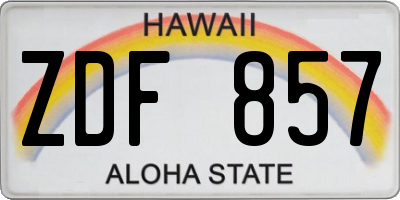 HI license plate ZDF857