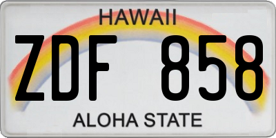 HI license plate ZDF858