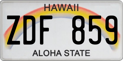 HI license plate ZDF859