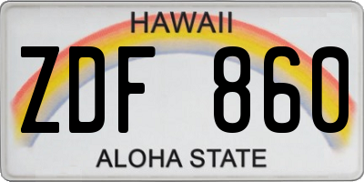 HI license plate ZDF860