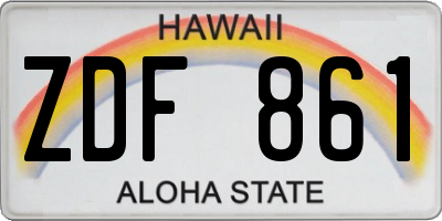 HI license plate ZDF861