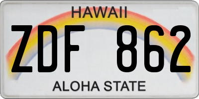 HI license plate ZDF862