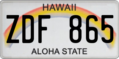 HI license plate ZDF865