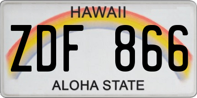 HI license plate ZDF866