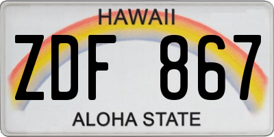 HI license plate ZDF867
